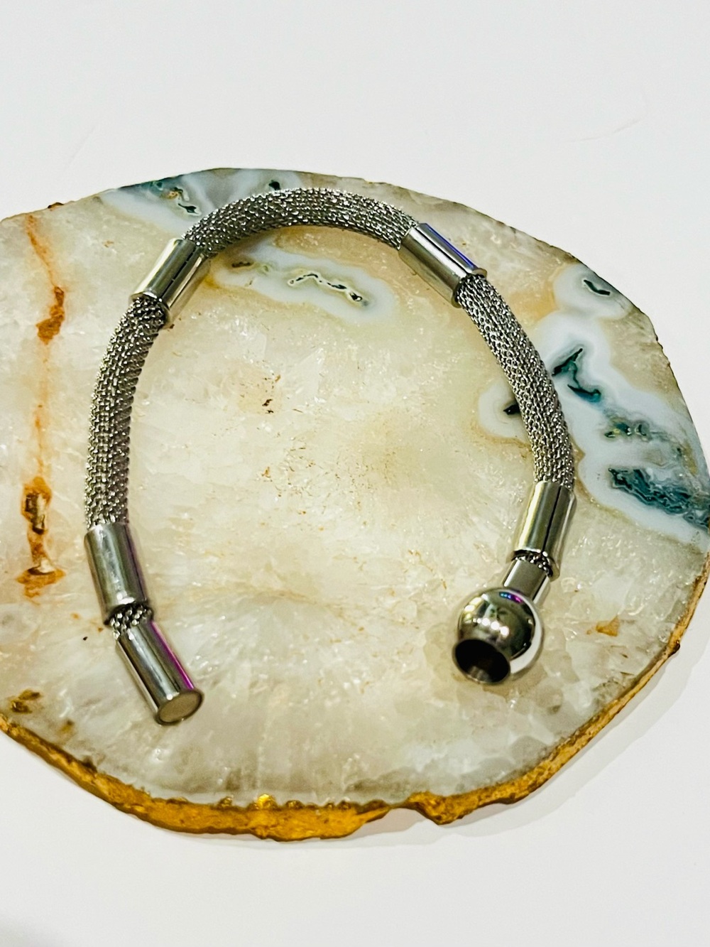 Stainless Steel Mesh Necklace and Bracelet Set - Silver $30 sku85 - Picture 3 of 6